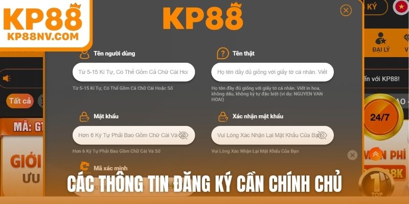 Các thông tin đăng ký cần chính chủ