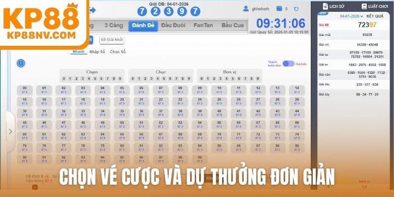 Chọn vé cược và dự thưởng đơn giản