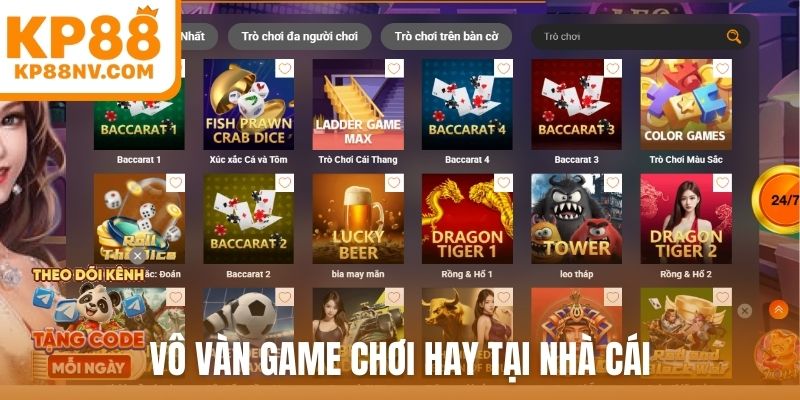 Vô vàn game chơi hay tại nhà cái